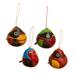 Rainbow Songbirds,'Set of 4 Dried Gourd Bird Ornaments from Peru'