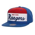 Men's Mitchell & Ness Blue New York Rangers Retro Script Colorblock Snapback Hat