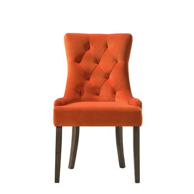 Side Chair, Orange Velvet & Espresso Finish