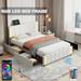 [LED Bed Frame with USB Power Strips]Queen Size Upholstered Platform Bed