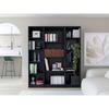 FM FURNITURE Elida 3 Piece Living Room Set with Sutton Bookcase + 2 Sutton Slim Bookcase, Black