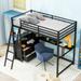 Creative Structure Twin Size Metal Loft Bed with Shelves and Storage Kids Bed