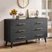 Gizoon 6 Drawer Double Dresser, Modern Wide Dresser Organizer with Metal Legs