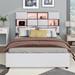 Full/Queen Size Upholstered Platform Bed with LED, USB, Storage, Beige