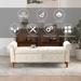 Linen Upholstered Tufted Button Storage Bench with Rolled Arm