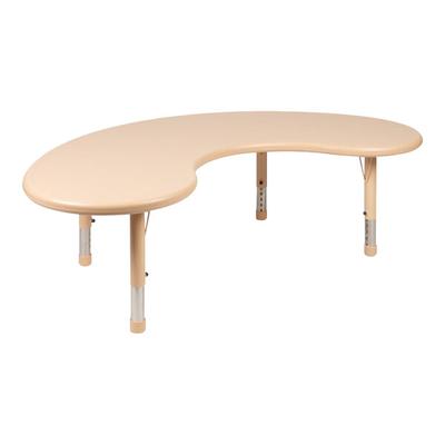 Flash Furniture Wren 14 1/2"-23 3/4" Adjustable Height Half Moon Natural Plastic Classroom Activity Table