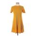 Forever 21 Casual Dress - A-Line: Yellow Solid Dresses - Women's Size Small