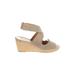 Bettye Muller Wedges: Espadrille Platform Bohemian Tan Print Shoes - Women's Size 39 - Open Toe