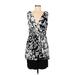 DressBarn Casual Dress - Mini V Neck Sleeveless: Black Print Dresses - Women's Size 10