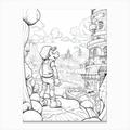 The Land Of The Giants (Gulliver Mickey Fantasy Inspired Line Art 2 Canvas Print by Essence Lines