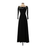 Love by Theia Cocktail Dress Boatneck Long Sleeve: Black Dresses - Women's Size 0 Petite