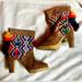 Anthropologie Shoes | Anthropologie Pom Pom Embroidery Heeled Booties | Color: Brown/Tan | Size: 6.5