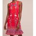 Anthropologie Dresses | Anthropologie- Akemi + Kin Size Xl-Red Sheath Dress With Embroidery & Fluted Hem | Color: Blue/Red | Size: Xl