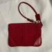 Coach Bags | Coach Wristlet Womens Small Hot Pink Canvas Signature Brown Leather Zip Clutch | Color: Red | Size: Os