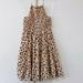 American Eagle Outfitters Dresses | American Eagle Leopard Print Halter Dress With Smocked Bodice Size L | Color: Black/Cream | Size: L