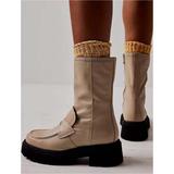 Free People Shoes | Free People Madison Loafer Boot In Beige Tan Leather Platform | Color: Black/Tan | Size: 8