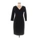 Charter Club Casual Dress - Sheath V-Neck 3/4 sleeves: Black Print Dresses - Women's Size Small