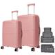 HolySun! Luggage Sets of 8 Pieces - Piece Suitcases with Wheels, 1 Carry On Suitcase (20-inch) and 1 Medium Suitcase (24-inch), Luggage Set and 1 luggage organizer with 6 pieces., Rose Gold, Carry-on