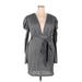 Shein Casual Dress - Mini Plunge Long sleeves: Gray Dresses - Women's Size 4X