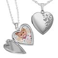 Personalized Sterling Silver Butterflies Heart Photo Locket Necklace for Women - 3/4 inch x 3/4 inch, Sterling Silver, Locket Only