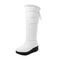 Winter Shoes Over Knee Ladies Boots Platform Warm Snow Women Fashion Boots Down Cotton Snow Boots Women's Mid Boots Round Toe Thick Bottom Womens Wide Calf Knee High Boots with Non Slip (White, 6.5)