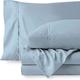 Custom Silk Luxury 7 Piece Bed Sheet Set, Extra Soft 800 Thread Count & 100% Long Staple Egyptian Cotton, 26cm Deep Fitted Sheet & Zipper Duvet Cover Bedding - Light Blue Solid, UK Caesar Size.