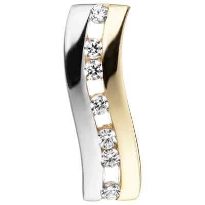 Ketten-Anhänger JOBO "Anhänger mit 7 Zirkonia", gold (gelbgold 333), Schmuckanhänger, Damen, Gelbgold 333, 333 Gold bicolor Image