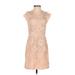 BCBGeneration Cocktail Dress - Mini Crew Neck Short sleeves: Tan Print Dresses - Women's Size 2