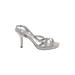 Nina Heels: Slip On Stilleto Cocktail Silver Print Shoes - Women's Size 5 - Open Toe