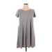 Charming Charlie Casual Dress - Mini Scoop Neck Short sleeves: Gray Dresses - Women's Size X-Large