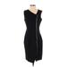 Calvin Klein Cocktail Dress - Sheath V Neck Sleeveless: Black Print Dresses - Women's Size 4