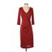 Nicole Miller Casual Dress - Sheath: Burgundy Solid Dresses - Women's Size 4