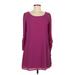 Speechless Casual Dress - Mini Scoop Neck Long sleeves: Purple Print Dresses - New - Women's Size Medium