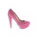Elizabeth and James Heels: Pumps Platform Minimalist Pink Print Shoes - Women's Size 7 1/2 - Round Toe