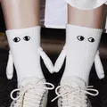 Epligg-Chaussettes noires et blanches à motifs de dessins animés pour femme socquettes amusantes