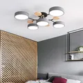 Plafonnier LED Nordique en Bois Blanc et Gris Luminaire Décoratif d'Nik Idéal pour un Salon ou une