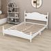 Alcott Hill® Ciwan Wooden Retro Style Platform Bed w/ Headboard Metal in White | 39.4 H x 62.5 W x 85.2 D in | Wayfair