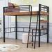 Mason & Marbles Andrina Metal Loft Bed w/ Built-in Desk, Shelf & Guardrails Metal in Black | 70 H x 42 W x 79 D in | Wayfair