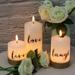 Hokku Designs 3 Piece 10-Key Remote, Live Laugh Love, Realistic 3D Wick Flameless Candle Set | 6 H x 3 W x 3 D in | Wayfair