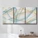 Brayden Studio® Irises & Water - 3 Piece Wrapped Canvas Print Canvas, Solid Wood in Blue/Brown/White | 48 H x 96 W x 2 D in | Wayfair