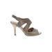 Tahari Heels: Slingback Stilleto Cocktail Gray Print Shoes - Women's Size 8 - Open Toe