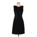 Elie Tahari Casual Dress - Sheath V Neck Sleeveless: Black Solid Dresses - Women's Size 2