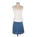 Beach Time Casual Dress - DropWaist V-Neck Sleeveless: Blue Color Block Dresses - Women's Size 4