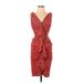 Suzi Chin for Maggy Boutique Cocktail Dress - Wrap V-Neck Sleeveless: Red Solid Dresses - Women's Size 2