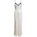 Maxi White Slip Dress With Lace Trim In Silk Blend Woman