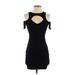 Charlotte Russe Cocktail Dress - Bodycon Crew Neck Short sleeves: Black Print Dresses - Women's Size 2X-Small