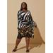 Plus Size Zebra Print Faux Wrap Dress