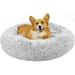 Katinyos Calming Dog Bed for Medium Dogs 32 inches Donut Dog Bed with Slip-Resistant Bottom Machine Washable Pet Bed for Dogs & Cats Fluffy Plush Faux Fur Dog Anxiety Bed Fits up to 45 lbs