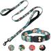 Dog Collar and Leash Set Dog Collar for Large Dogs Thick Dog Collars for Large Dogs Calming Collar for Dogs Adjustable Heavy Duty Padded Soft Dog Collars for Girl Boy Dog (2 Padded Handles Leash)