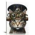ONETECH Gothic Steampunk Cat in Goggles Gears - Cat Wall Art - Steampunk Decor - Gothic Home Decor - Cute Cat Lover Gifts for Kitty Kitten Pussycat Victorian Renaissance Fan - Poster Picture